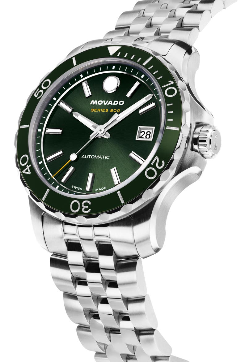 Series 800 Automatic Bracelet Watch, 40mm, Alternate, color, GREEN