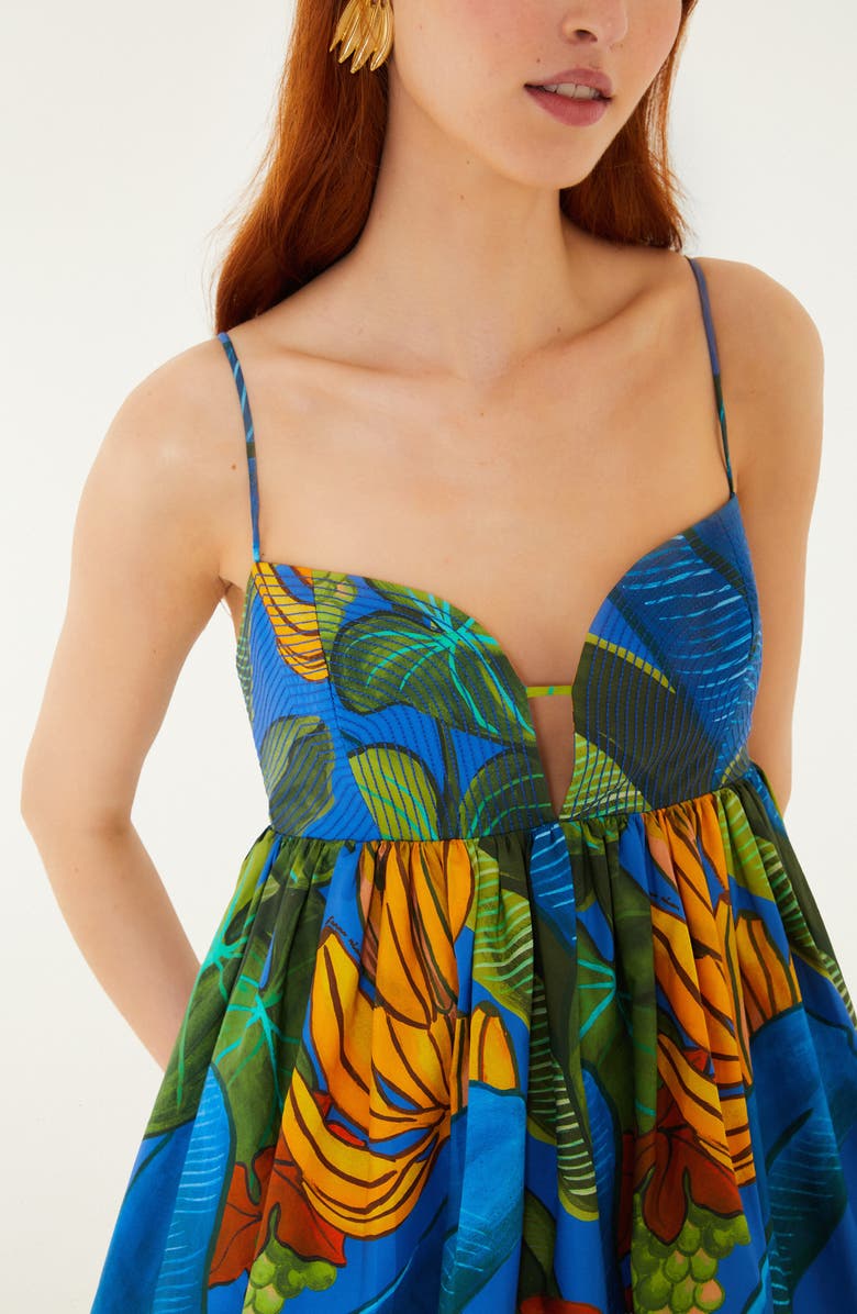 FARM Rio Banana Grapes Organic Cotton Minidress, Alternate, color, Blue