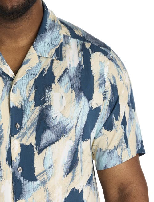 Perry Ellis Big & Tall Abstract Print Sport Shirt In Blue