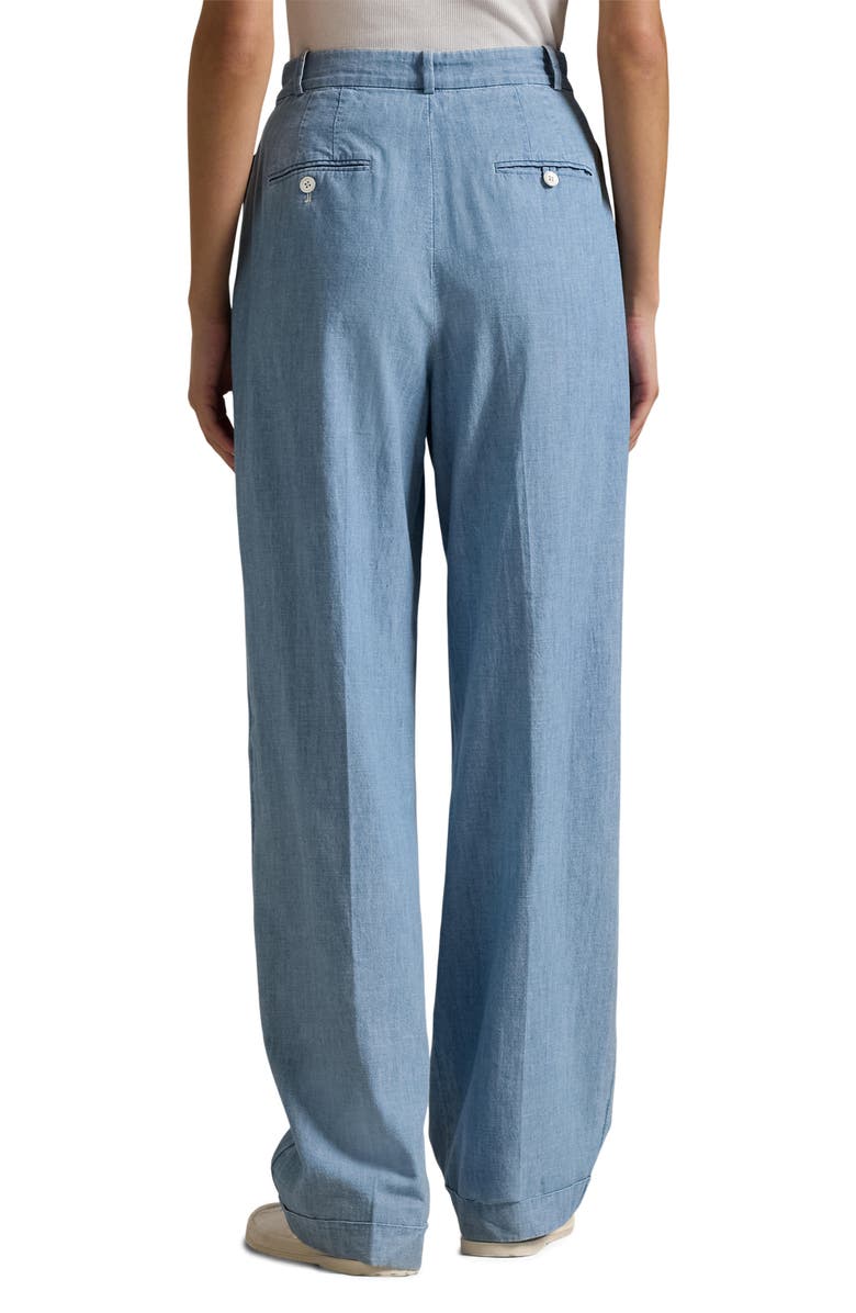 Polo Ralph Lauren Wide Leg Cotton Chambray Pants, Alternate, color, 