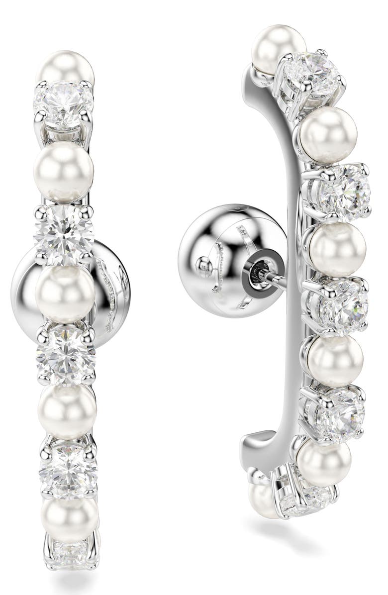 Swarovski Matrix Earrings & Ear Cuffs Set, Alternate, color, White/ Silver