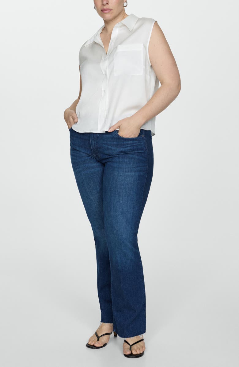 MANGO Sleeveless Button-Up Shirt, Alternate, color, 