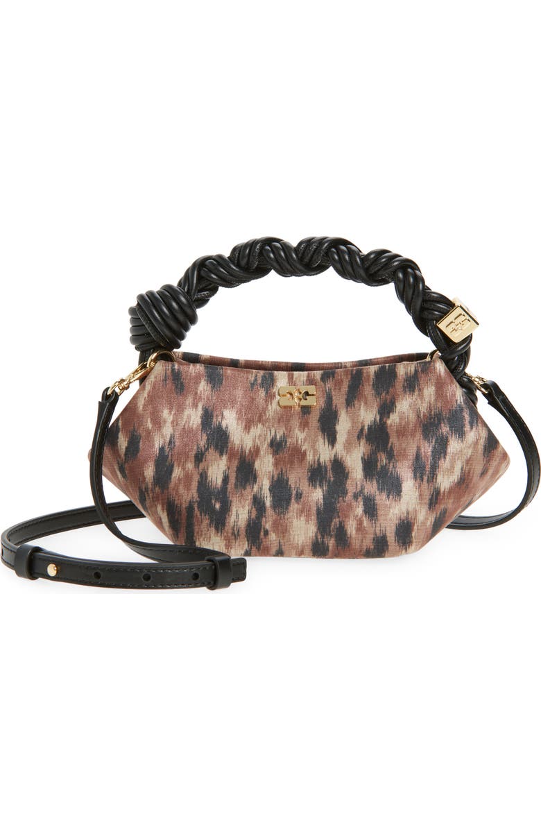 Ganni Mini Bou Taffeta Top Handle Bag, Main, color, Burro