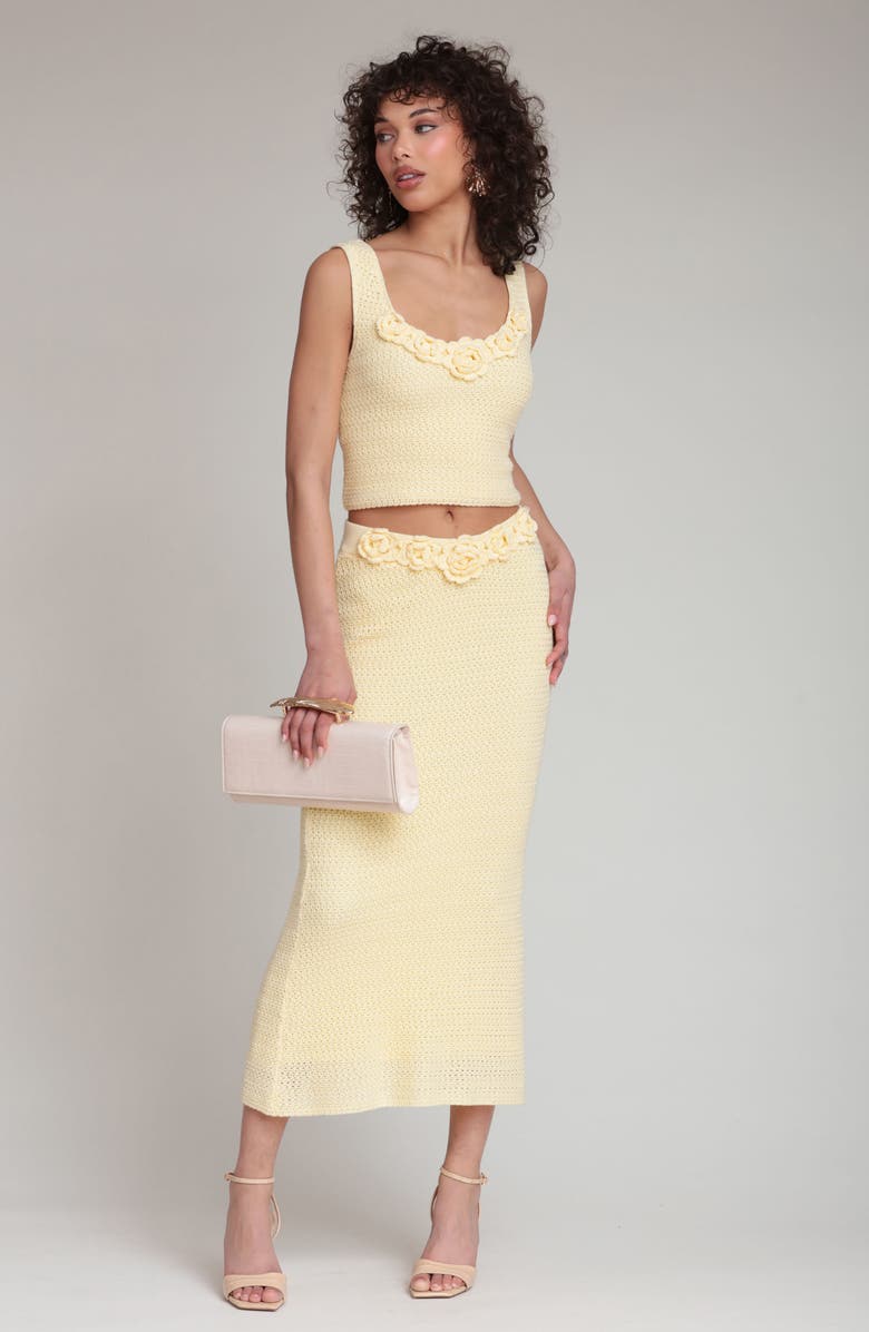 Avec Les Filles Knit Midi Skirt, Alternate, color, Butter