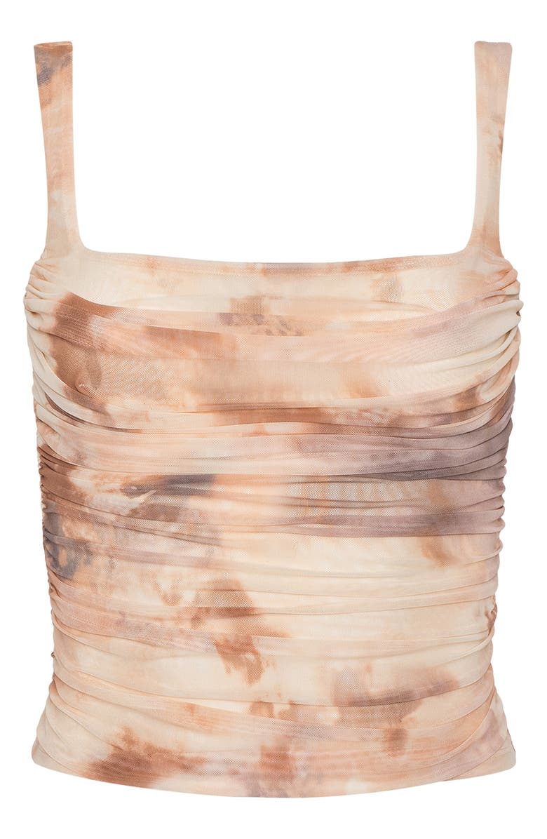 L'AGENCE Rashed Ruched Mesh Tank, Alternate, color, Frappe Multi Tie Dye