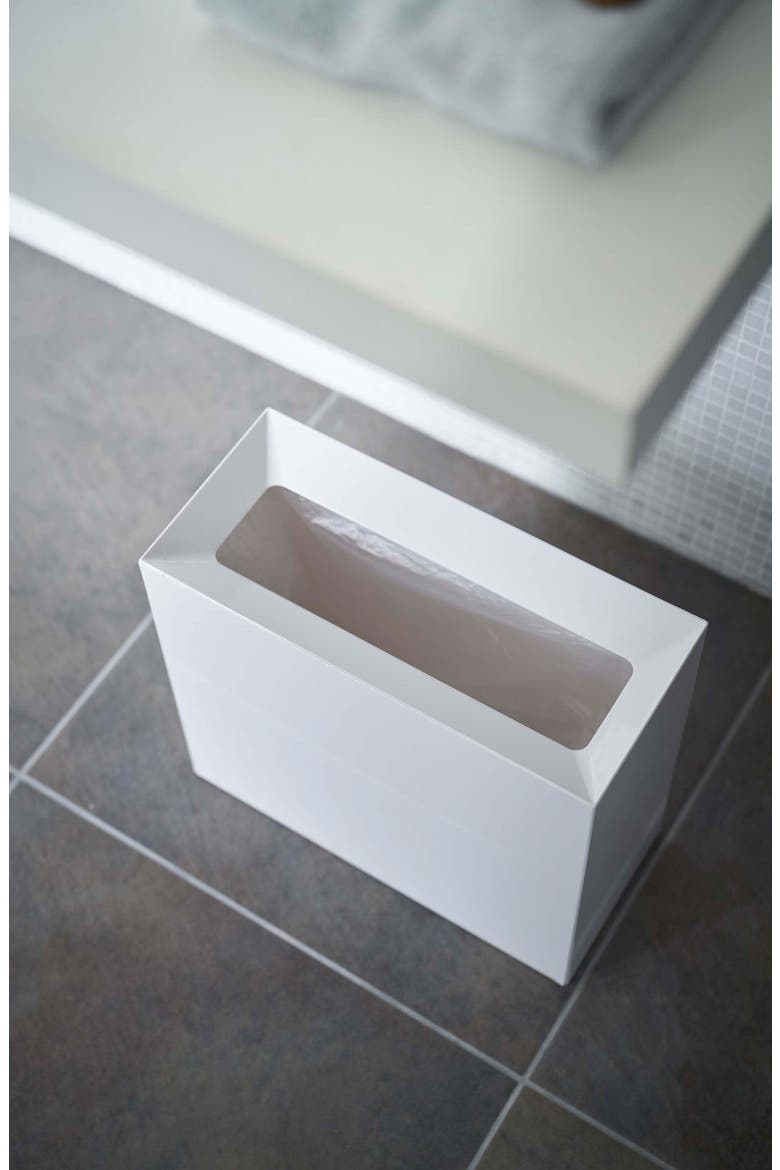 Wide Trash Can, Alternate, color, WHITE