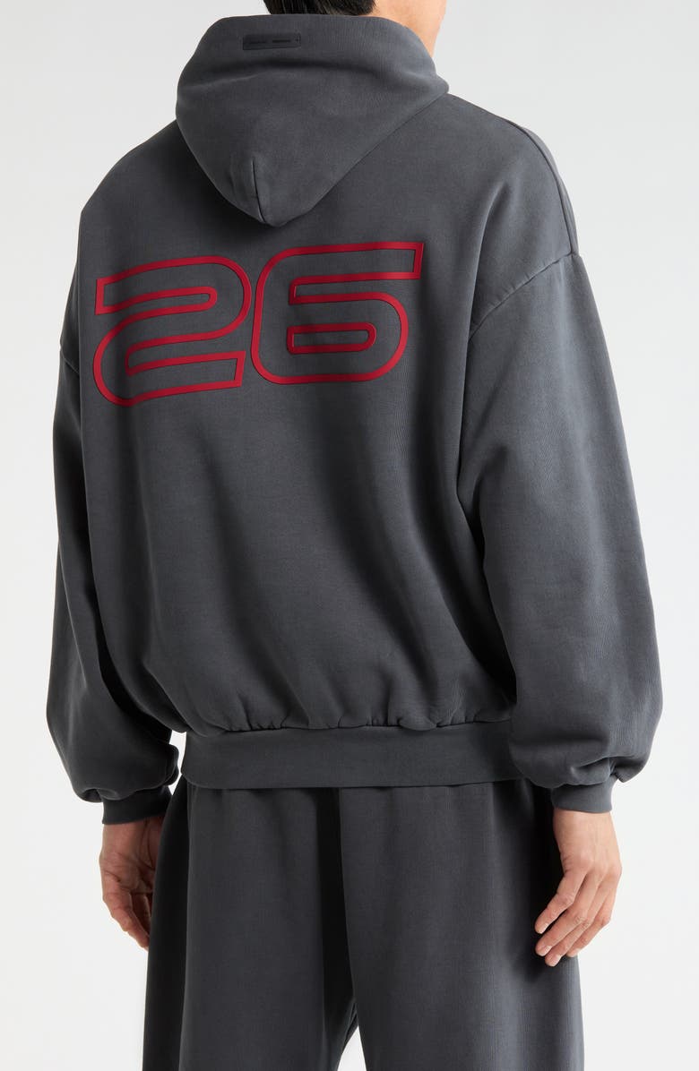 Fear of God Essentials "90s Logo Graphic Hoodie, Alternate, color, Iron Grey