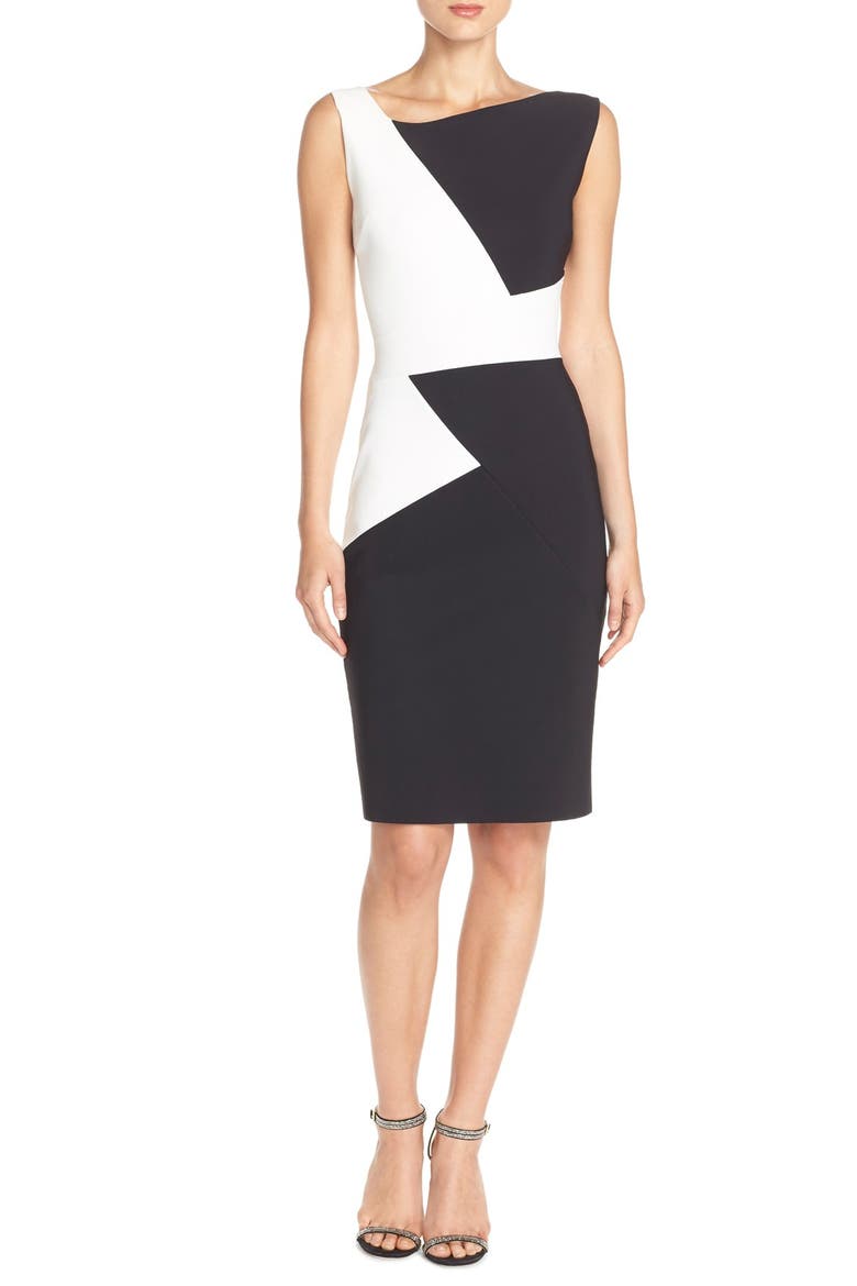 'Giustina' Colorblock Jersey Sheath Dress, Alternate, color, BLACK/ WHITE