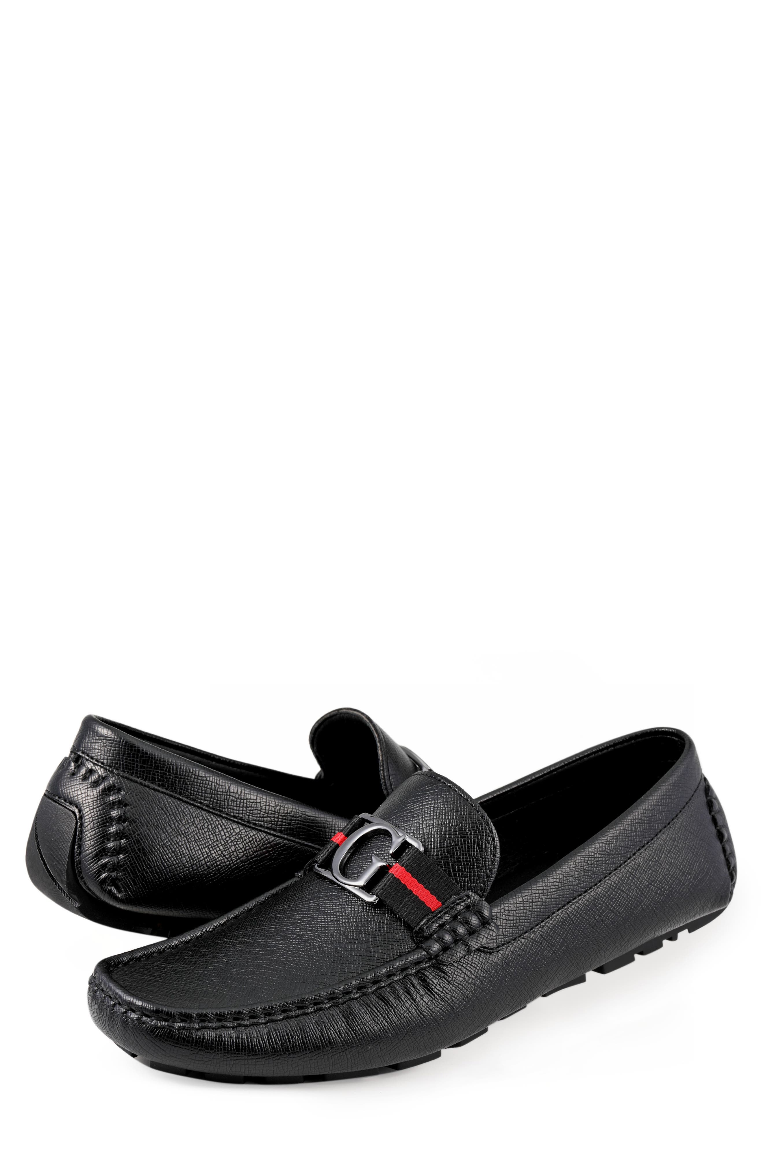 GUESS Askers Driver Loafer, Alternate, color, Black Saffiano Texture