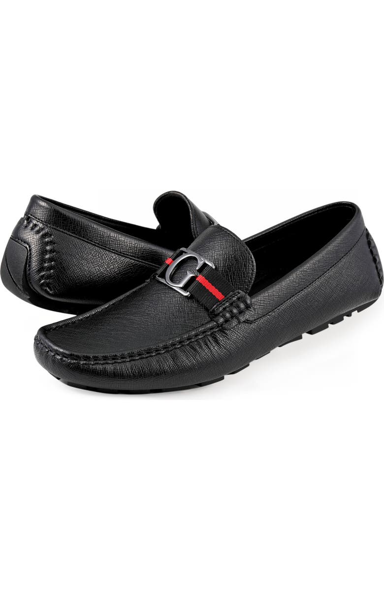 GUESS Askers Driver Loafer, Alternate, color, Black Saffiano Texture