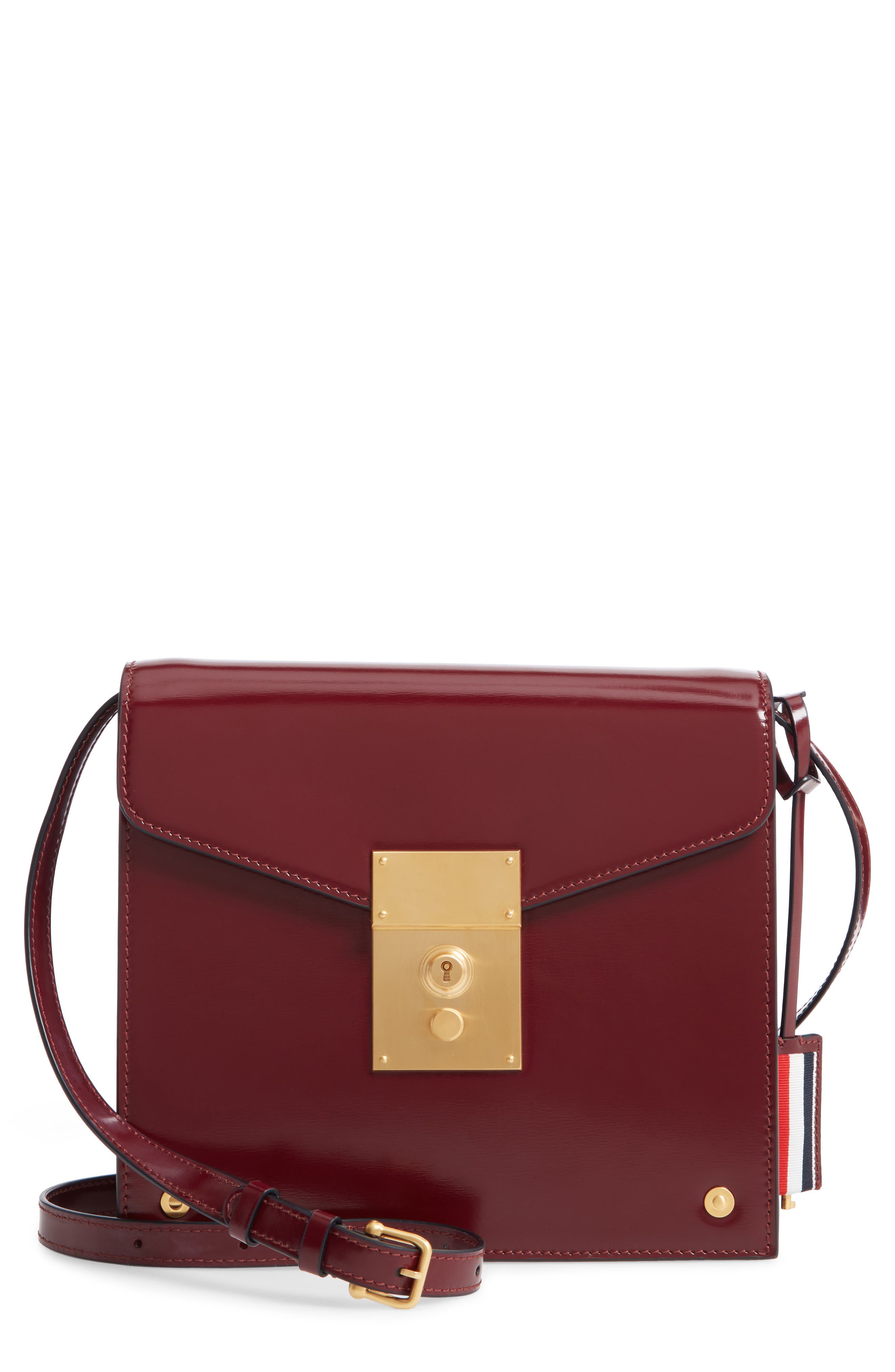 Thom Browne Mini Mrs. Thom Leather Crossbody Bag, Main, color, 