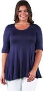 24seven Comfort Apparel Elbow Swing Tunic Top