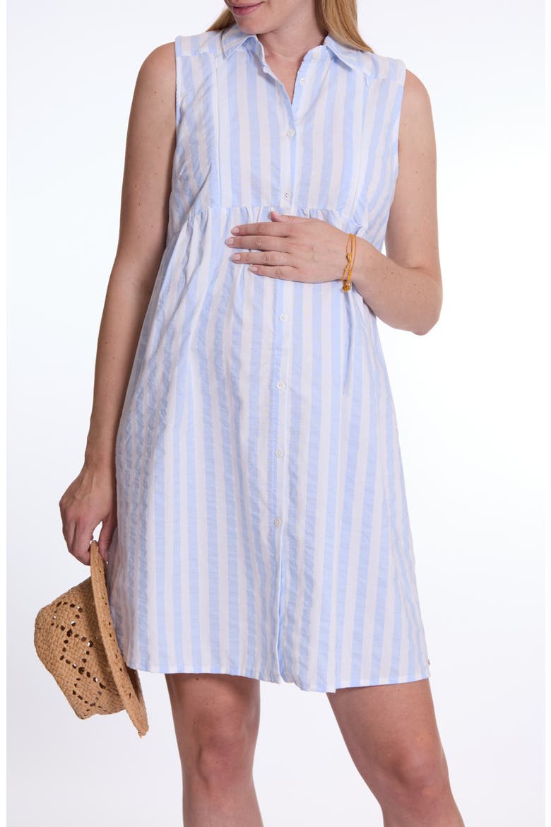 Agathe Maternity and Nursing Shirt Dress, Alternate, color, LIGHT BLUE