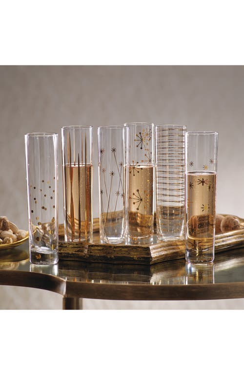 Zodax Centuri Set Of 6 Golden Decal Champagne Flutes In Gold