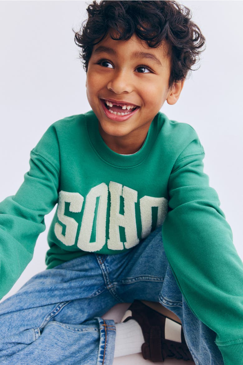 Printed Crew-neck Sweatshirt, Alternate, color, Green/SOHO