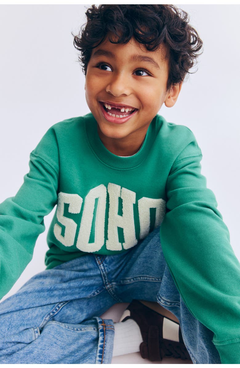 H&M Printed Crew-neck Sweatshirt, Alternate, color, Green/Soho