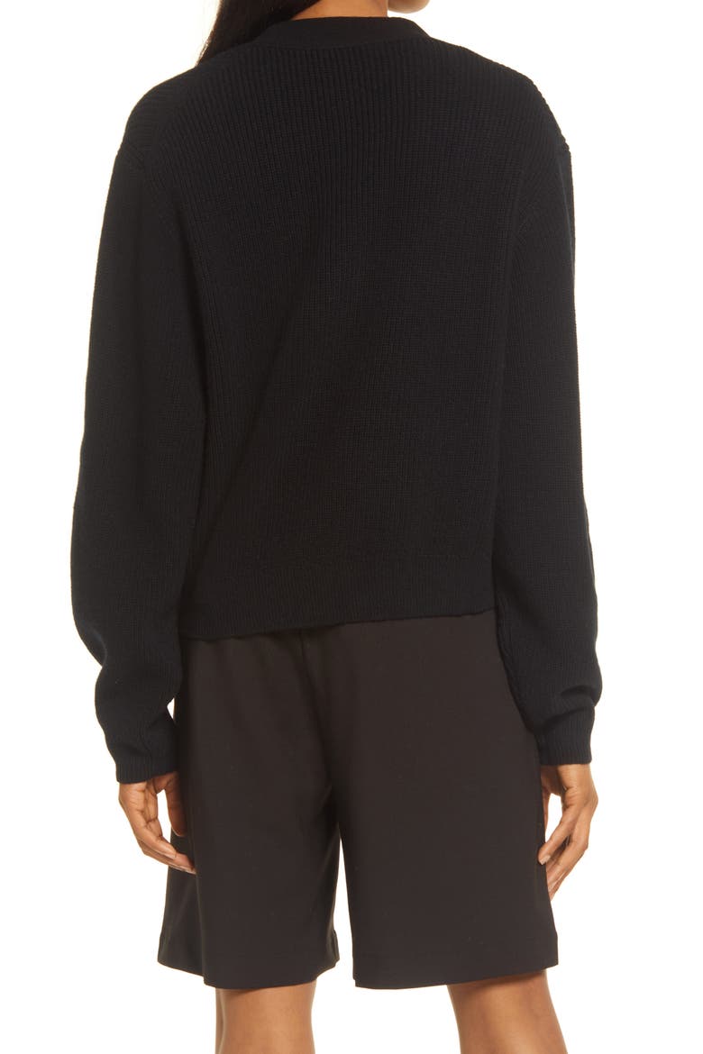 Boxy Lambswool Cardigan, Alternate, color, BLACK