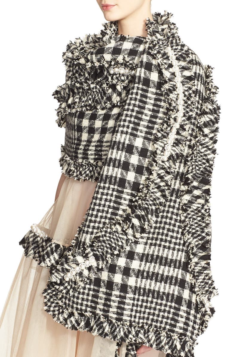 Simone Rocha Plaid Tweed Scarf, Alternate, color,