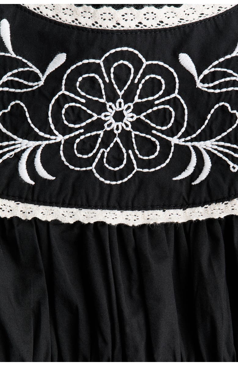 H&M Embroidered Poplin Dress, Alternate, color, Black/Flowers