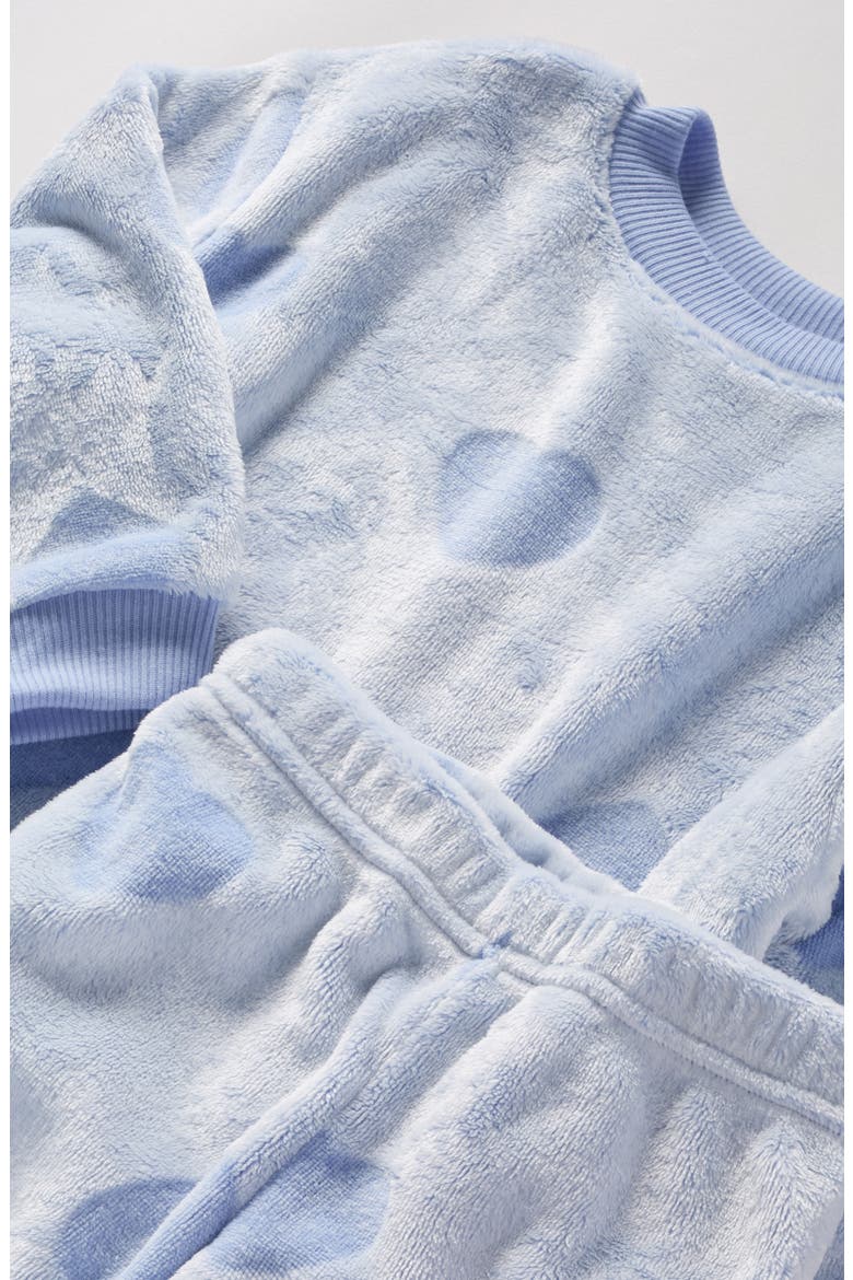 Kids' Embossed Fleece Sweatshirt & Sweatpants Set, Alternate, color, BLUE HYDRANGEA