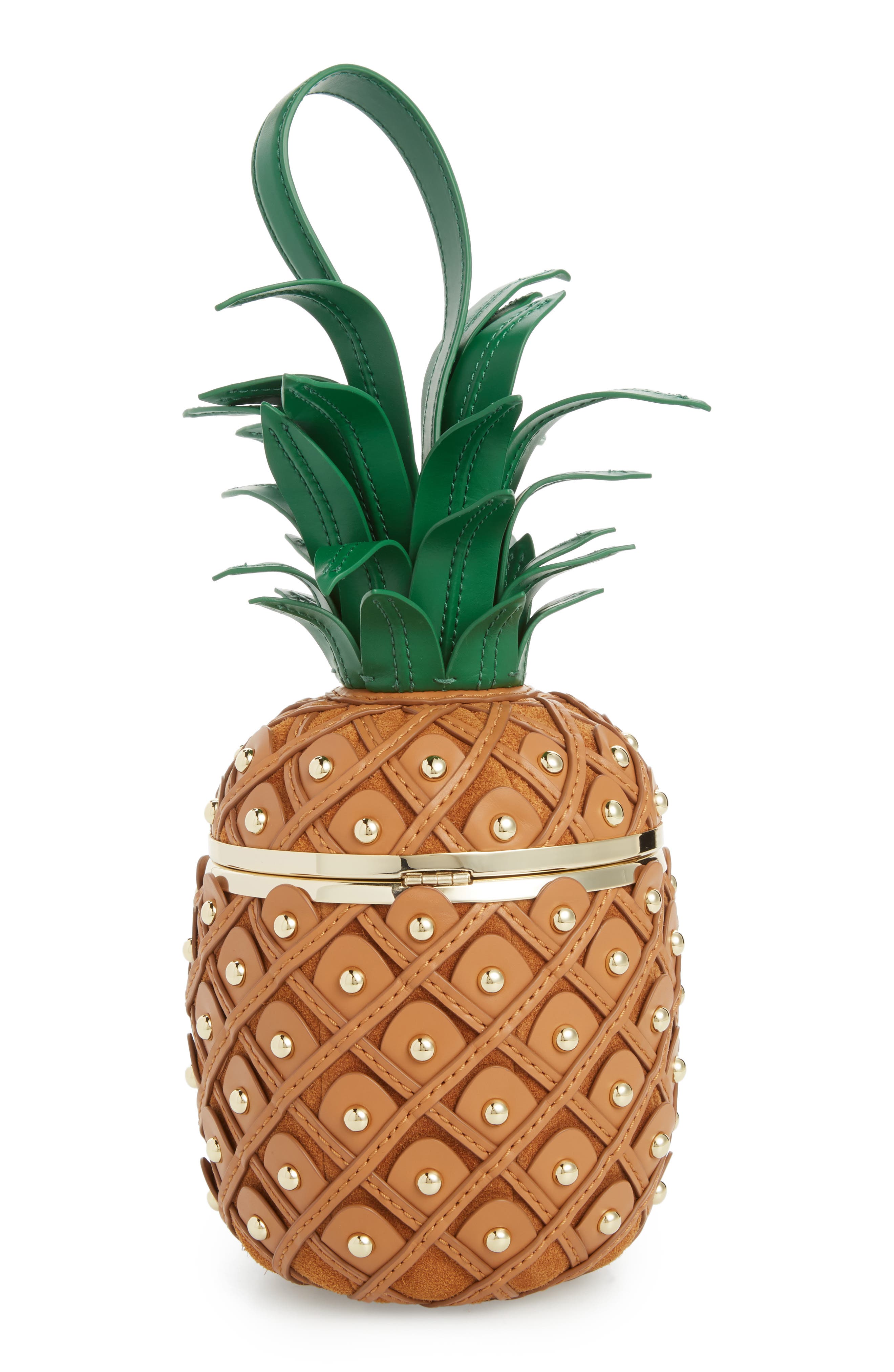 Kate Spade New York by the pool 3D pineapple leather clutch, Alternate, color, 