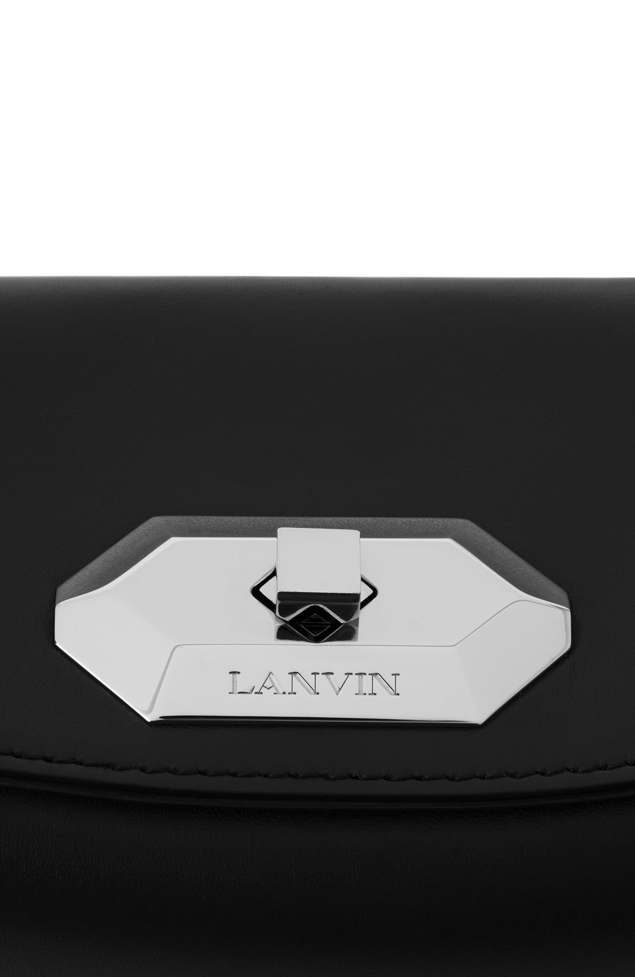 Lanvin Compagnon Asymmetrical Leather Clutch Bag, Alternate, color, Black