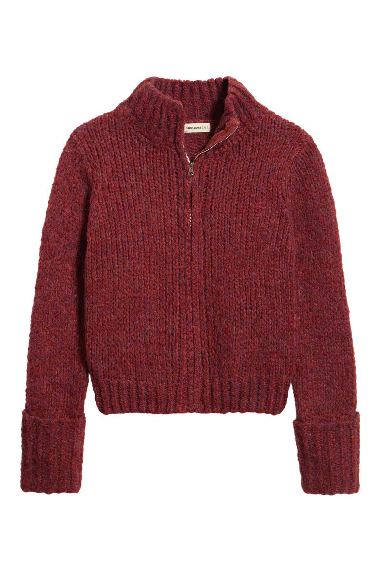 Front Zip Cardigan, Alternate, color, BORDEAUX
