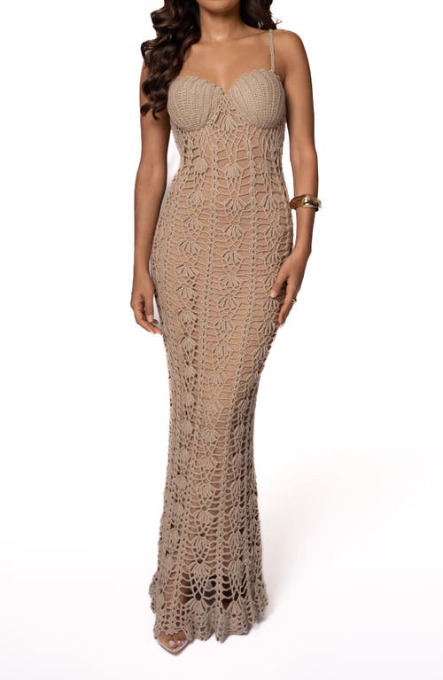 JLUXLABEL Odyssey Crochet Maxi Dress in Beige 