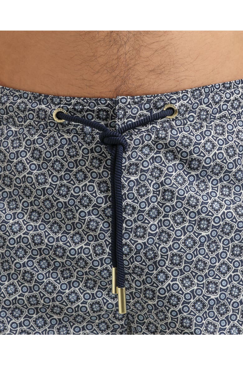 Bulldog Drawcord Mid Length Swim Shorts, Alternate, color, NIGHT IRIS/WHITE SAND