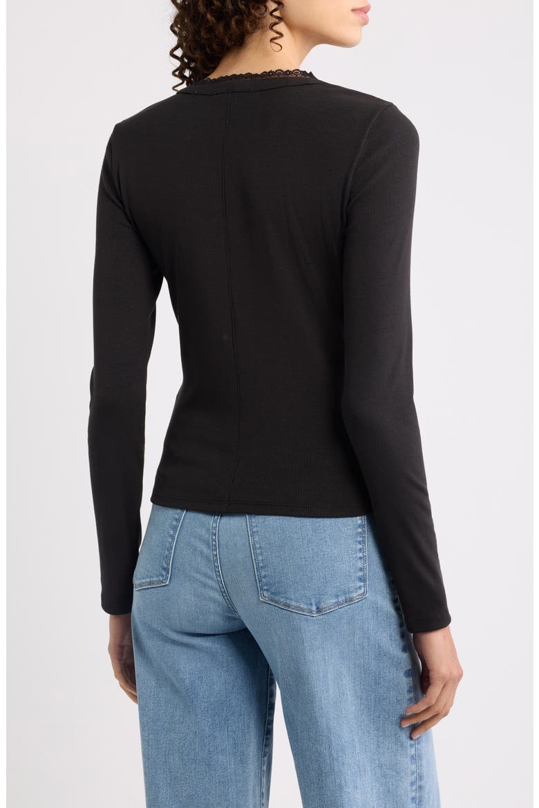 Rib Trim Cardigan, Alternate, color, BLACK