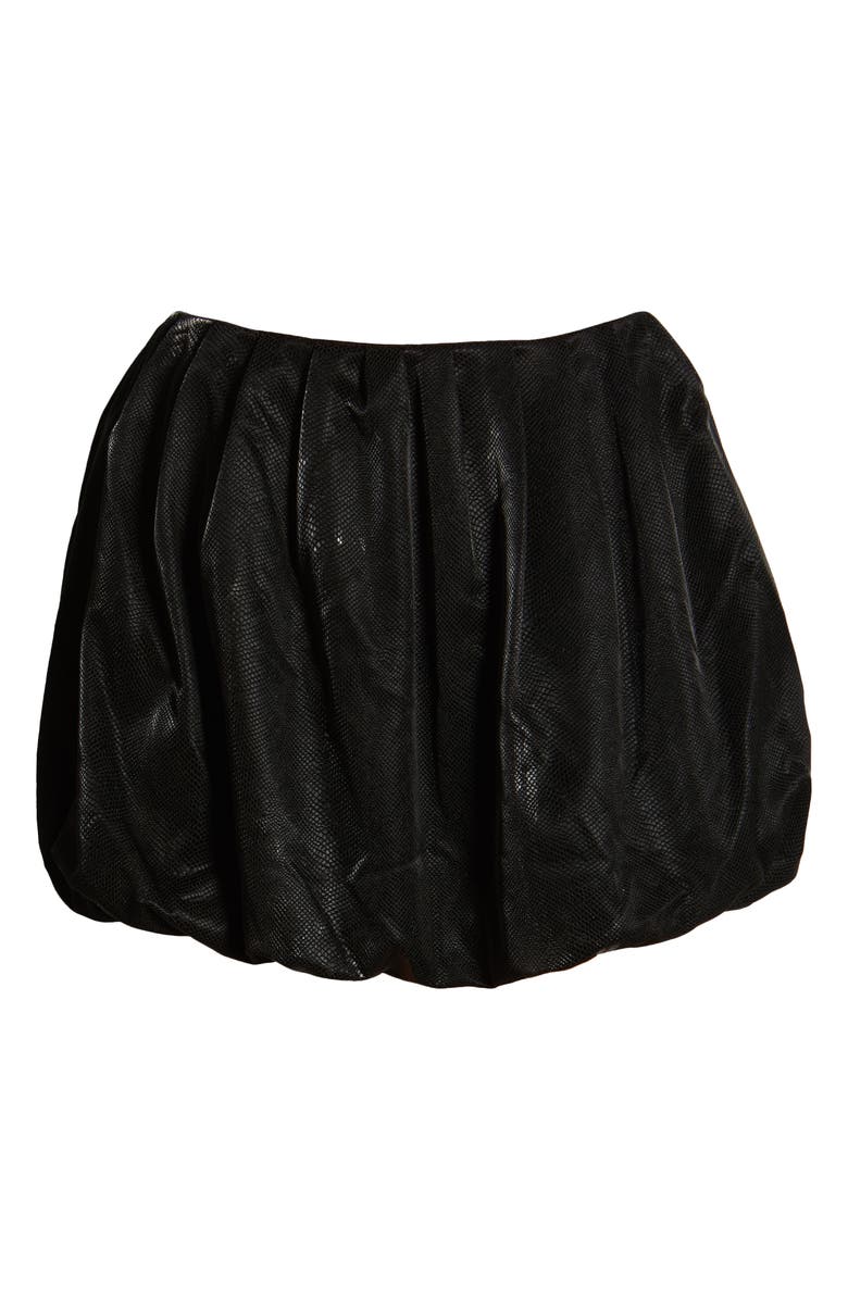 Mistress Rocks Faux Leather Puff Ball Miniskirt, Alternate, color, Black