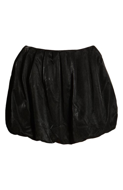 Mistress Rocks Faux Leather Puff Ball Miniskirt In Black