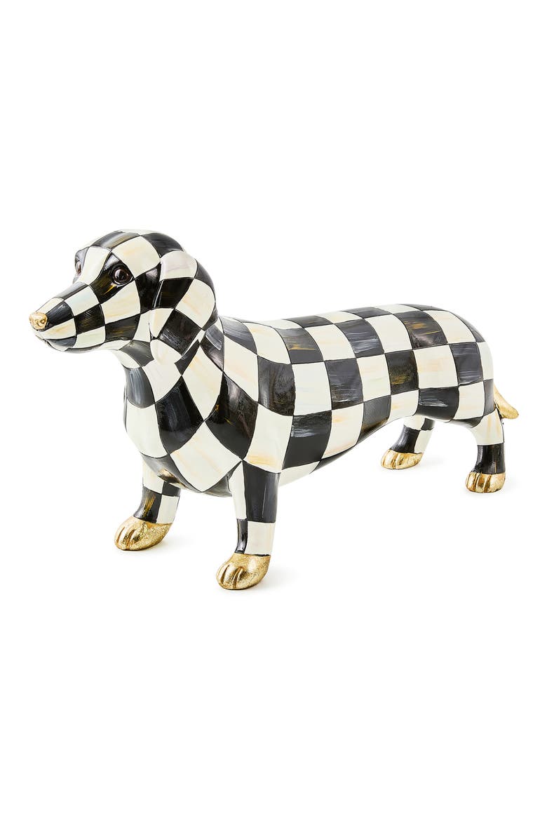 Courtly Check Hand Painted Dachshund Figurine, Main, color, COURTLY