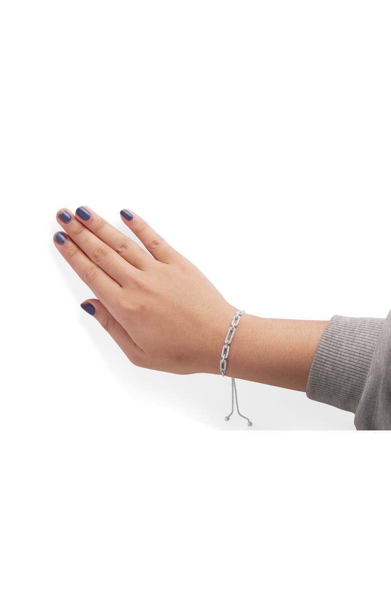 Haus of Brilliance Silver 1/2 Cttw Diamond Paperclip Link Adjustable Bolo Bracelet, Alternate, color, White