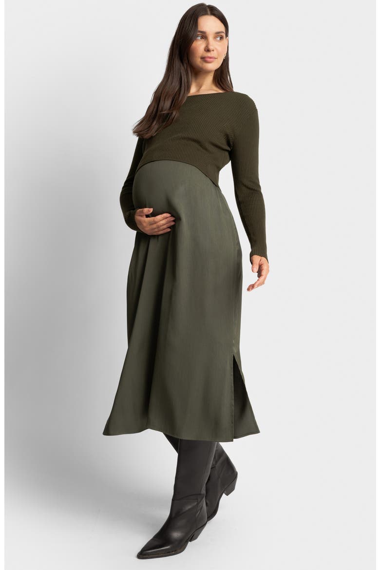 Maternity Sweater & Dress Set, Alternate, color, LIGHT/ PASTEL BROWN
