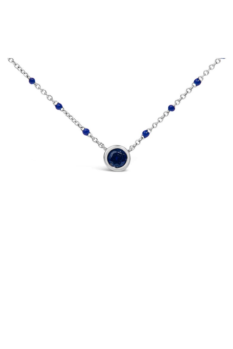 Sterling Silver Created Sapphire Bead Chain Necklace 18 Inch, Alternate, color, Silver
