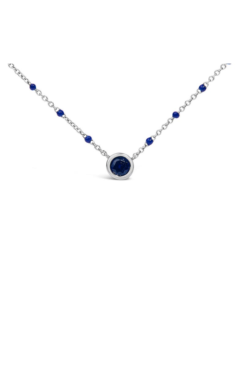 Haus of Brilliance Sterling Silver Created Sapphire Bead Chain Necklace 18 Inch, Alternate, color, Silver