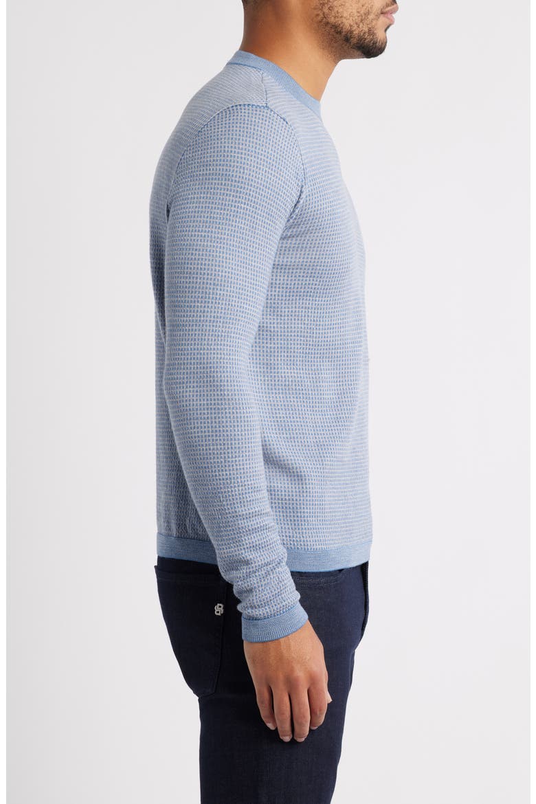 Geo Pattern Wool Sweater, Alternate, color, SOLID DARK BLUE