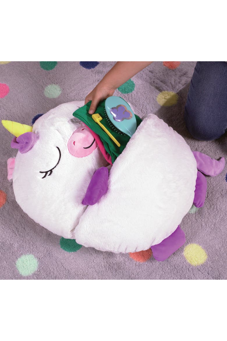 White Unicorn 2In1 Pillow & Sleeping Bag Large 66X30 Inch, Kids 7+, Alternate, color, Multicolored