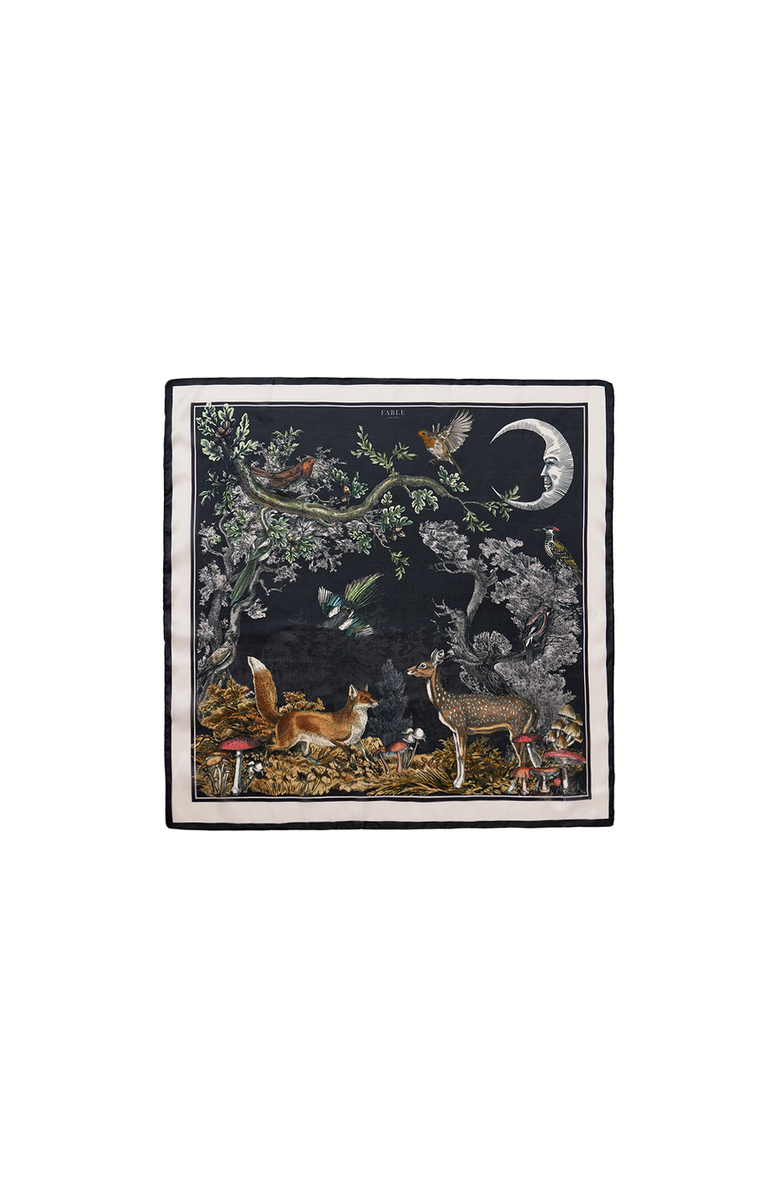 Fable England A Night's Tale Narrative Square Scarf, Main, color, Black