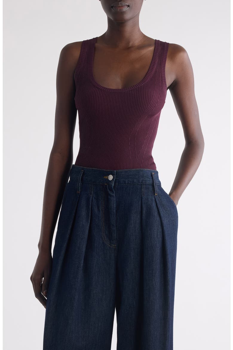 Topaza Ribbed Tank, Main, color, BURGUNDY