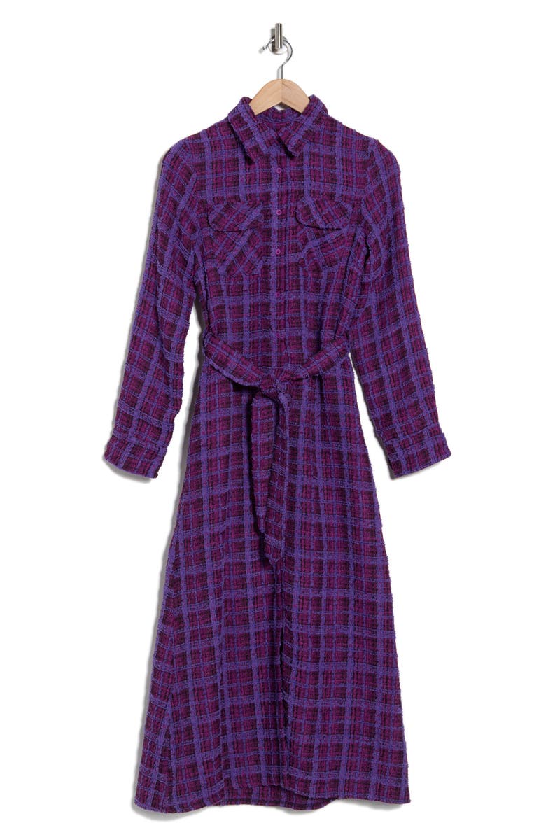 AREA STARS Dela Long Sleeve Tweed Shirtdress, Alternate, color, Purple Tweed