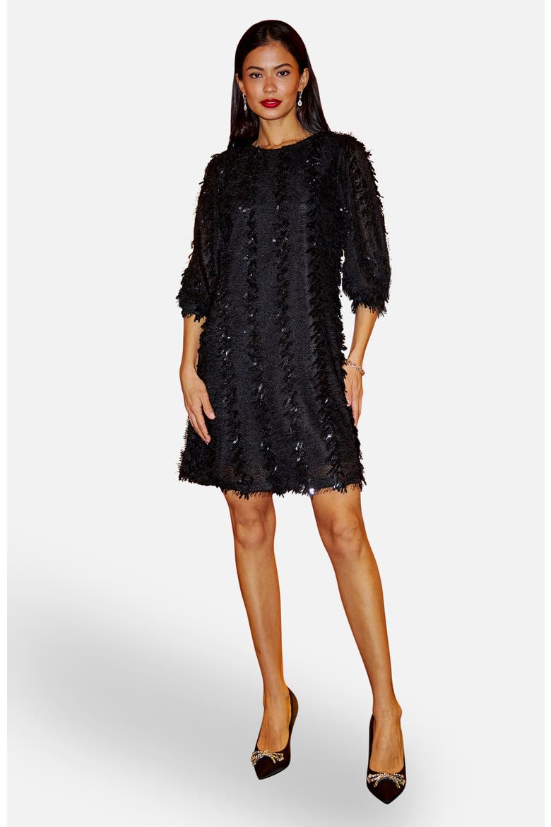 Sequin Mini Tunic Dress, Main, color, Black
