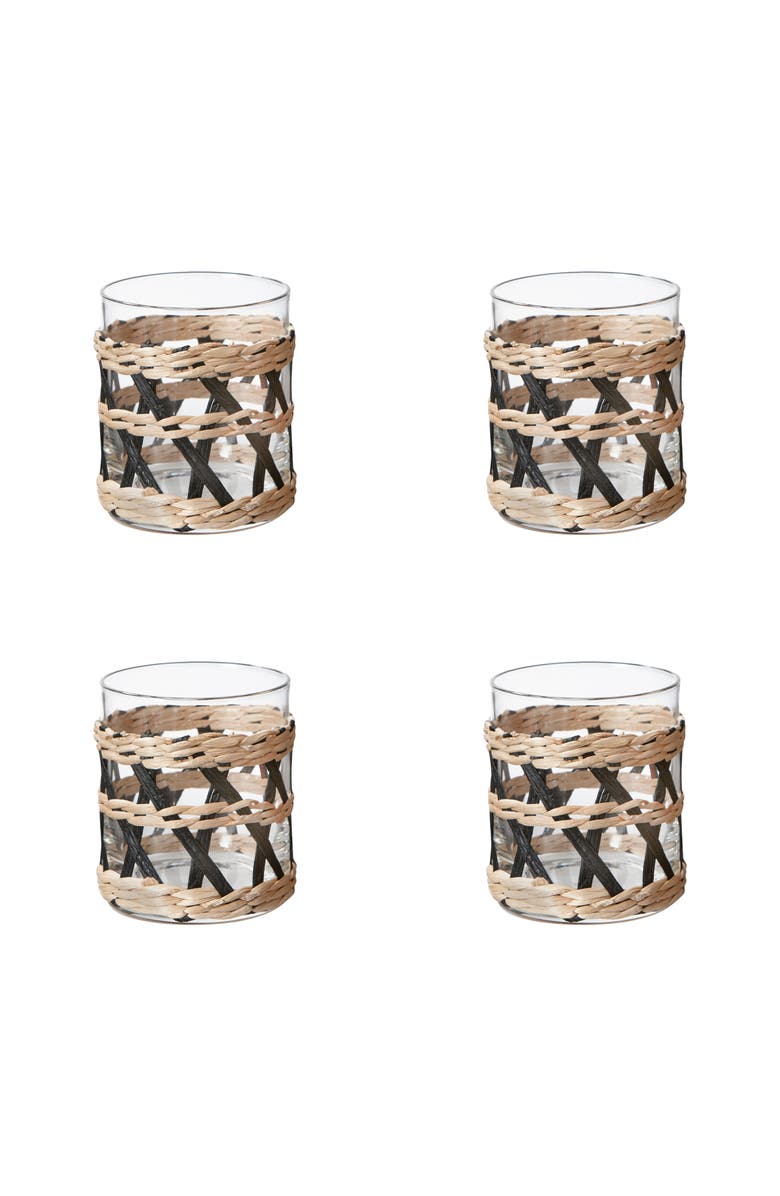 tag Island Collection Clear Glass DOF Drinkware Set of 4, Main, color, Black