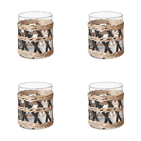 Island Collection Clear Glass DOF Drinkware Set of 4