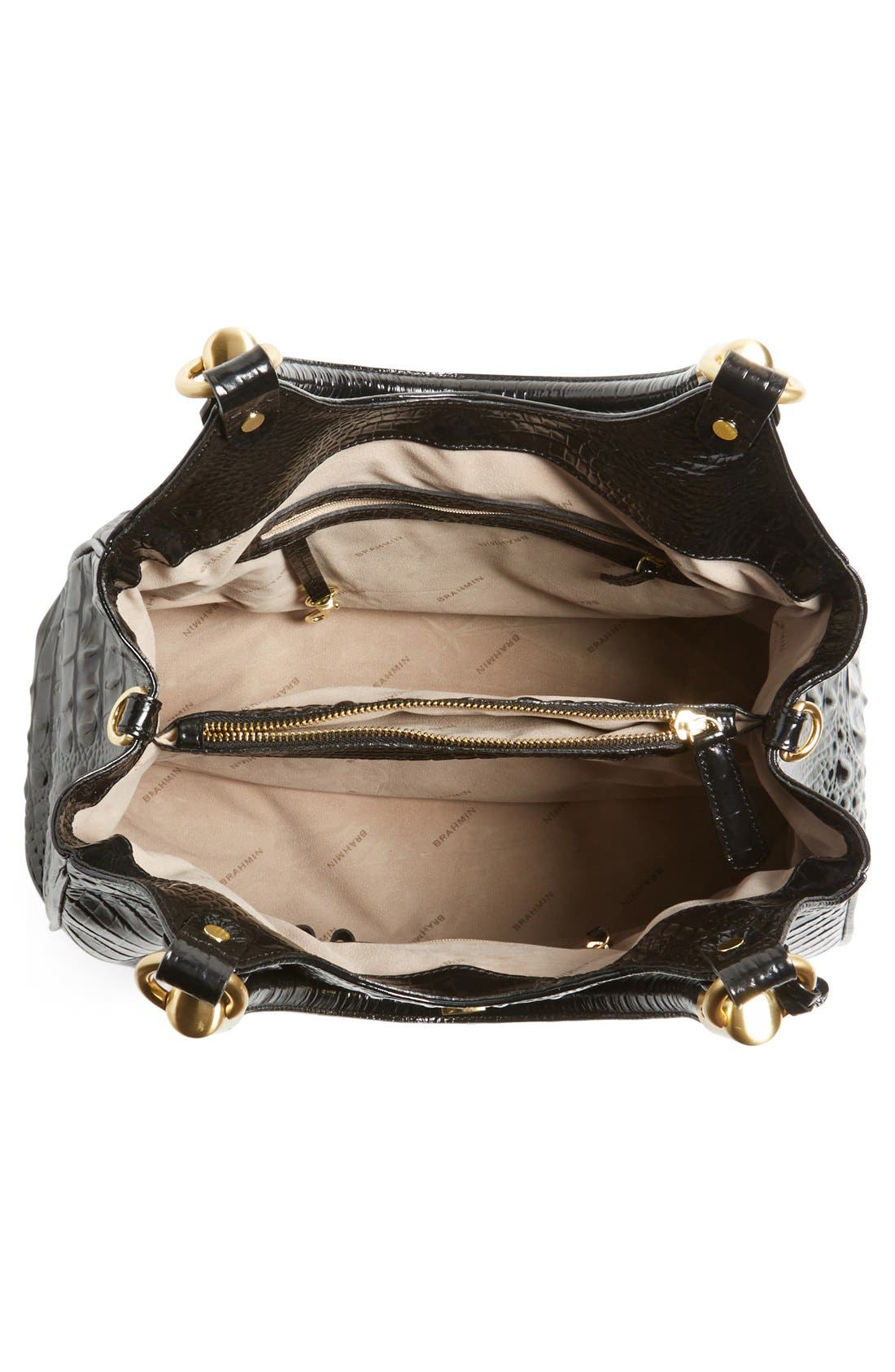 Brahmin Elisa Croc Embossed Leather Shoulder Bag, Alternate, color, 