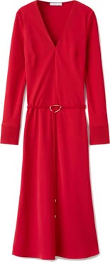 MANGO Belted Long Sleeve Midi Dress