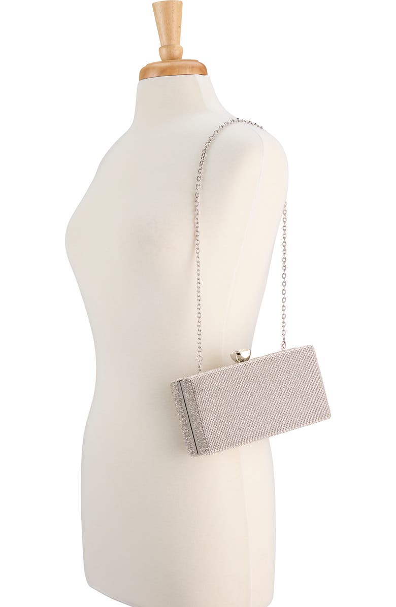 Whiting & Davis Olivia Crystal Top Minaudiere, Alternate, color, Metallic Silver