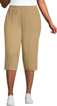 Lands' End Sport Knit High Rise Elastic Waist Capri Pants