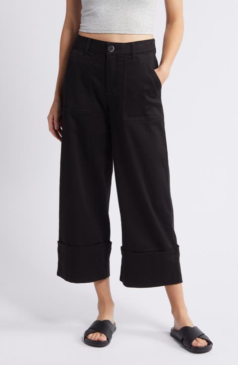 'Ab'Solution Skyrise Patch Pocket Crop Wide Leg Twill Pants
